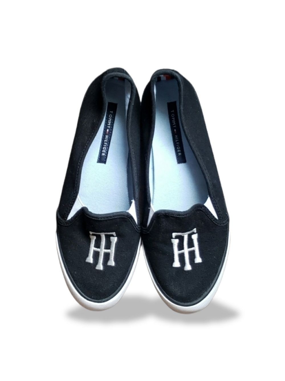 𝅺Tommy Hilfiger Black Slip On Canvas Flats Womans 7